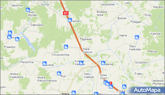 mapa Stare Siekluki, Stare Siekluki na mapie Targeo