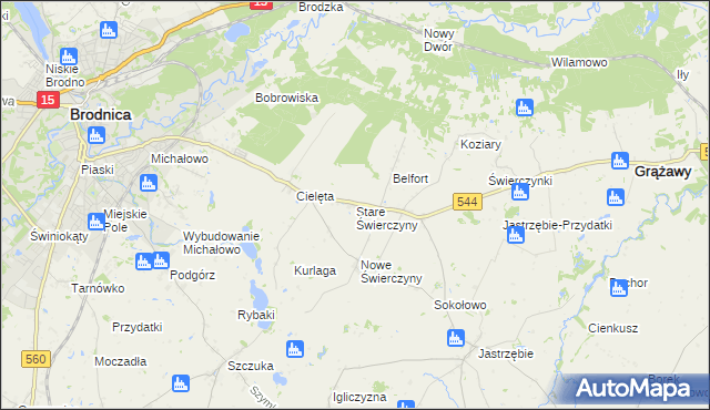 mapa Stare Świerczyny, Stare Świerczyny na mapie Targeo