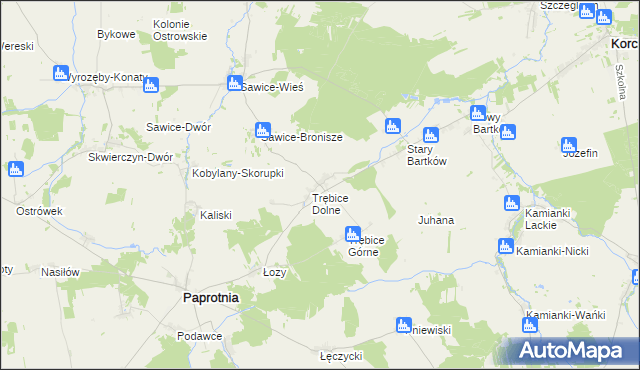 mapa Stare Trębice, Stare Trębice na mapie Targeo