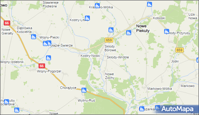 mapa Stare Żochy, Stare Żochy na mapie Targeo