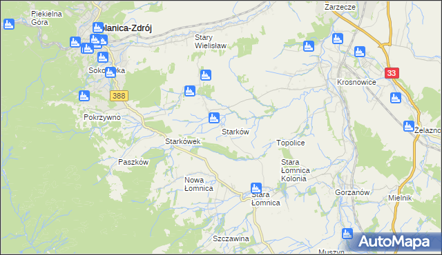 mapa Starków gmina Kłodzko, Starków gmina Kłodzko na mapie Targeo