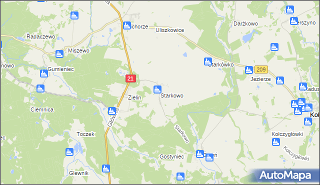 mapa Starkowo gmina Trzebielino, Starkowo gmina Trzebielino na mapie Targeo