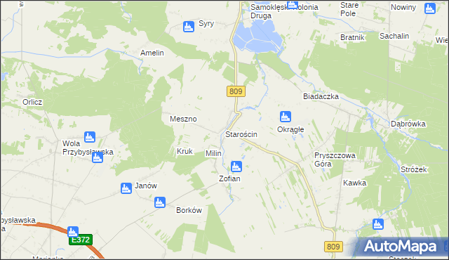 mapa Starościn gmina Kamionka, Starościn gmina Kamionka na mapie Targeo