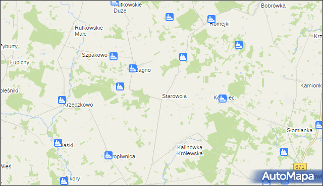 mapa Starowola gmina Jaświły, Starowola gmina Jaświły na mapie Targeo