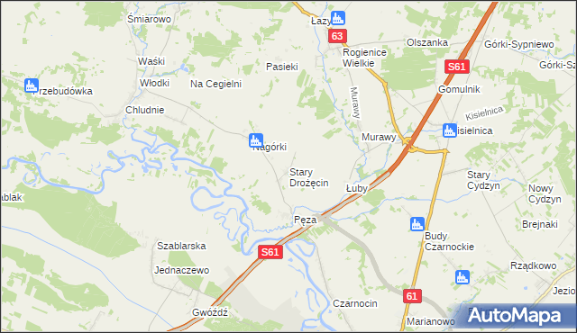 mapa Stary Drożęcin, Stary Drożęcin na mapie Targeo