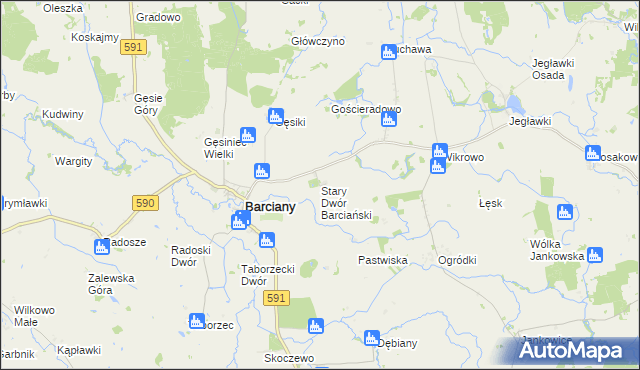 mapa Stary Dwór Barciański, Stary Dwór Barciański na mapie Targeo