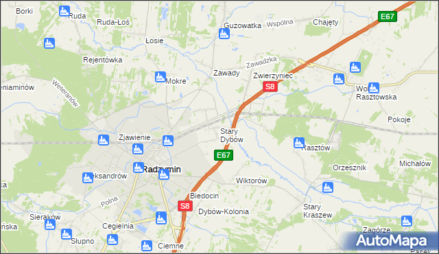 mapa Stary Dybów, Stary Dybów na mapie Targeo