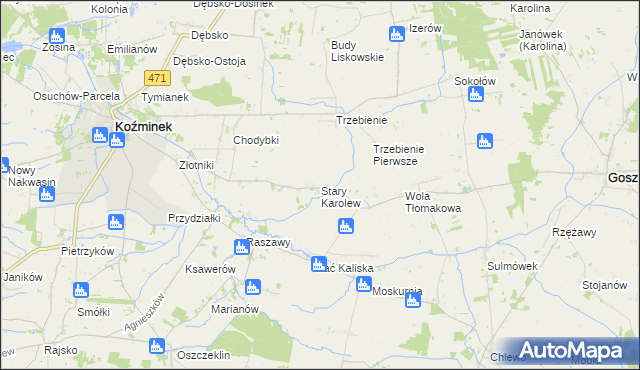 mapa Stary Karolew, Stary Karolew na mapie Targeo