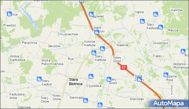 mapa Stary Kiełbów, Stary Kiełbów na mapie Targeo