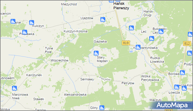 mapa Stary Majdan gmina Hańsk, Stary Majdan gmina Hańsk na mapie Targeo