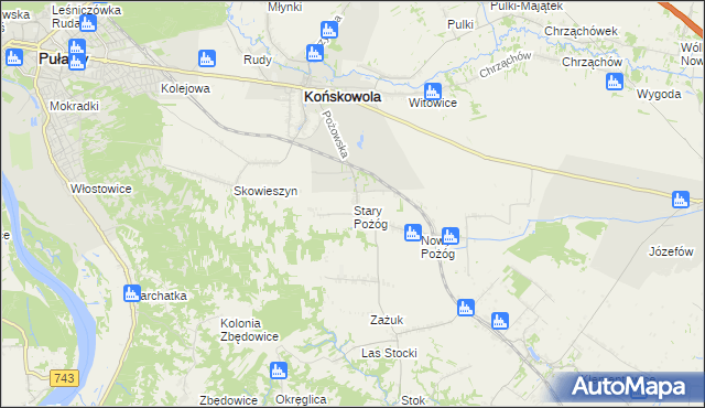 mapa Stary Pożóg, Stary Pożóg na mapie Targeo
