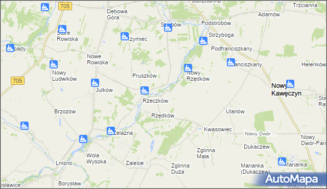 mapa Stary Rzędków, Stary Rzędków na mapie Targeo