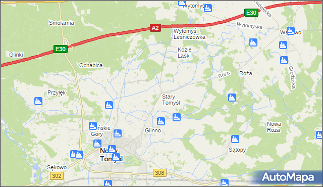 mapa Stary Tomyśl, Stary Tomyśl na mapie Targeo