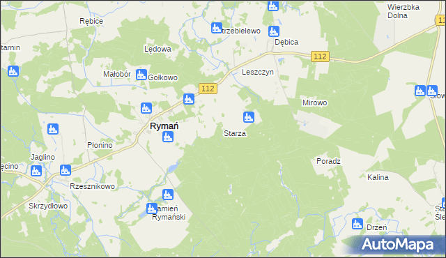 mapa Starza gmina Rymań, Starza gmina Rymań na mapie Targeo