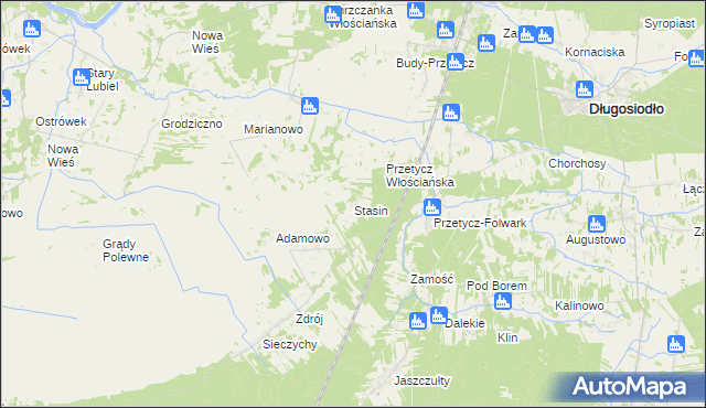 mapa Stasin gmina Długosiodło, Stasin gmina Długosiodło na mapie Targeo