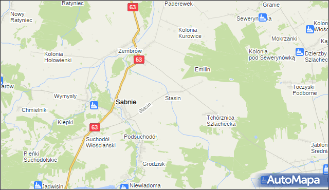 mapa Stasin gmina Sabnie, Stasin gmina Sabnie na mapie Targeo