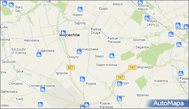 mapa Stasin gmina Wojciechów, Stasin gmina Wojciechów na mapie Targeo