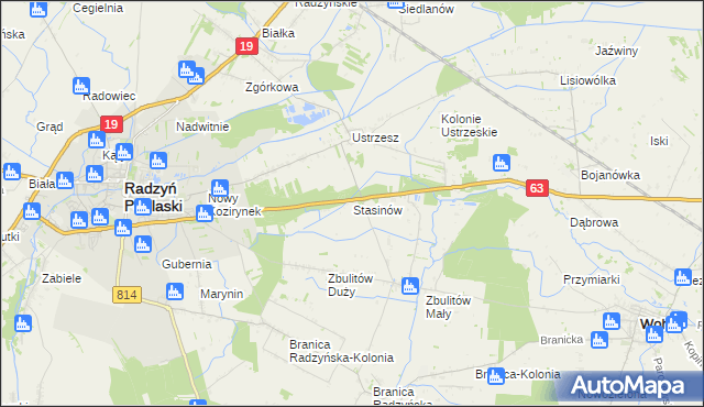 mapa Stasinów gmina Radzyń Podlaski, Stasinów gmina Radzyń Podlaski na mapie Targeo