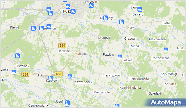 mapa Stasinów gmina Tłuszcz, Stasinów gmina Tłuszcz na mapie Targeo