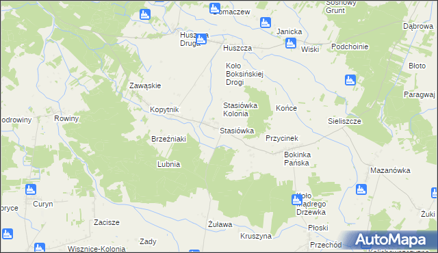 mapa Stasiówka gmina Łomazy, Stasiówka gmina Łomazy na mapie Targeo
