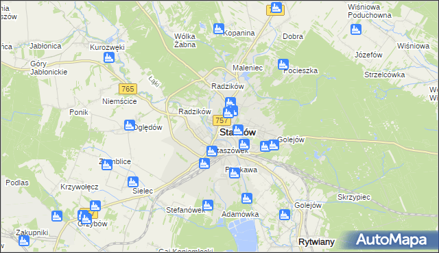 mapa Staszów, Staszów na mapie Targeo