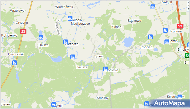 mapa Staw gmina Lubiszyn, Staw gmina Lubiszyn na mapie Targeo