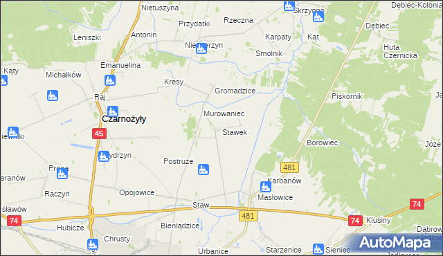 mapa Stawek gmina Czarnożyły, Stawek gmina Czarnożyły na mapie Targeo