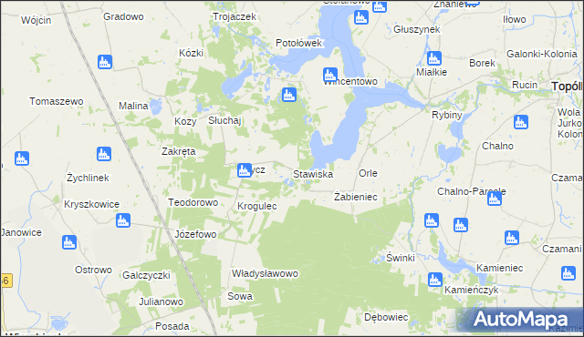 mapa Stawiska gmina Piotrków Kujawski, Stawiska gmina Piotrków Kujawski na mapie Targeo