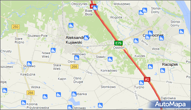 mapa Stawki gmina Aleksandrów Kujawski, Stawki gmina Aleksandrów Kujawski na mapie Targeo