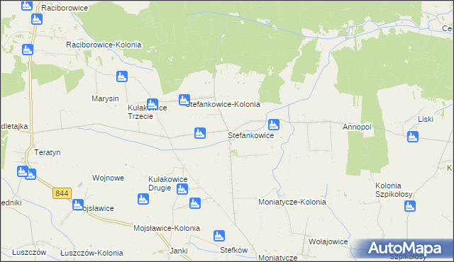 mapa Stefankowice, Stefankowice na mapie Targeo