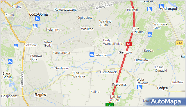 mapa Stefanów gmina Brójce, Stefanów gmina Brójce na mapie Targeo