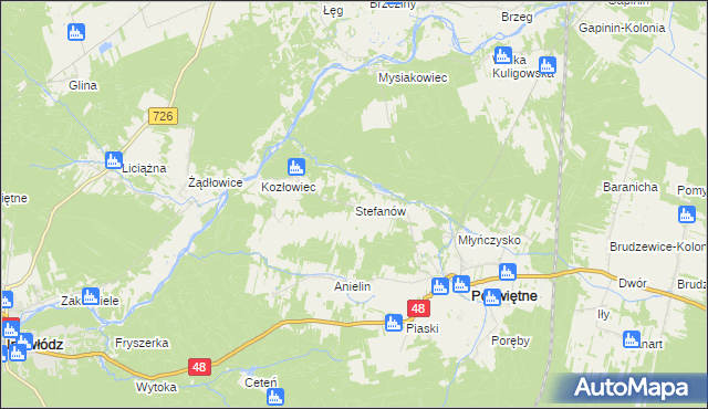 mapa Stefanów gmina Poświętne, Stefanów gmina Poświętne na mapie Targeo