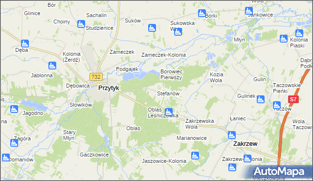 mapa Stefanów gmina Przytyk, Stefanów gmina Przytyk na mapie Targeo