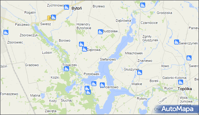 mapa Stefanowo gmina Bytoń, Stefanowo gmina Bytoń na mapie Targeo