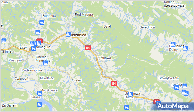 mapa Stefkowa, Stefkowa na mapie Targeo