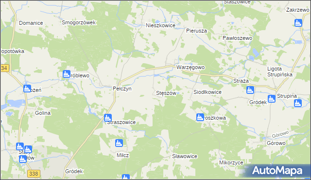 mapa Stęszów gmina Wołów, Stęszów gmina Wołów na mapie Targeo