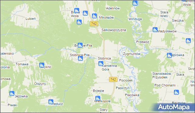 mapa Stobnica gmina Ręczno, Stobnica gmina Ręczno na mapie Targeo