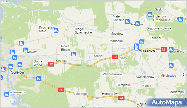 mapa Stoczki gmina Mniszków, Stoczki gmina Mniszków na mapie Targeo