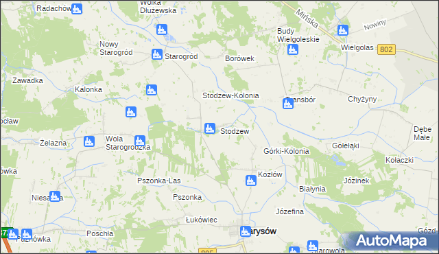 mapa Stodzew, Stodzew na mapie Targeo