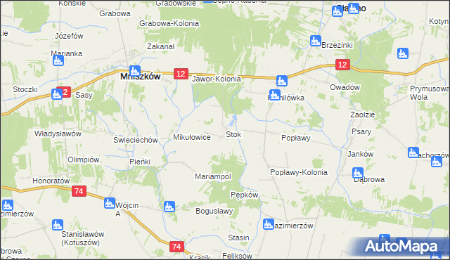 mapa Stok gmina Mniszków, Stok gmina Mniszków na mapie Targeo