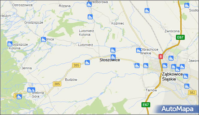 mapa Stoszowice, Stoszowice na mapie Targeo