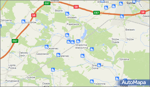 mapa Stradomia Wierzchnia, Stradomia Wierzchnia na mapie Targeo