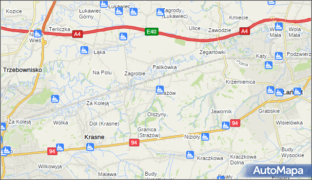 mapa Strażów, Strażów na mapie Targeo