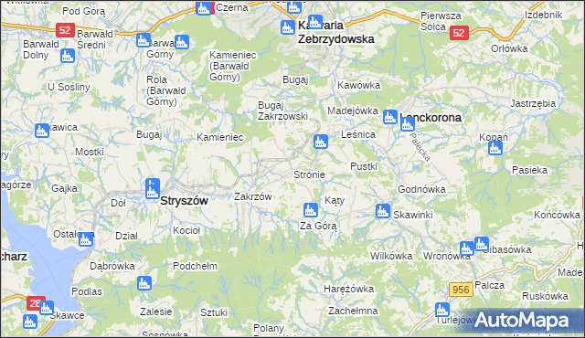 mapa Stronie gmina Stryszów, Stronie gmina Stryszów na mapie Targeo