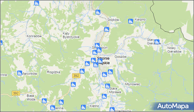 mapa Stronie Śląskie powiat kłodzki, Stronie Śląskie powiat kłodzki na mapie Targeo