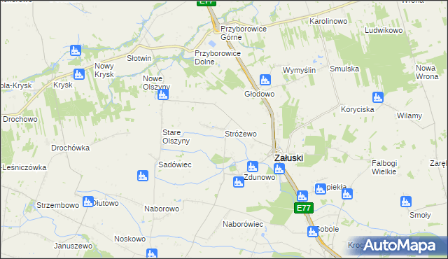 mapa Stróżewo gmina Załuski, Stróżewo gmina Załuski na mapie Targeo