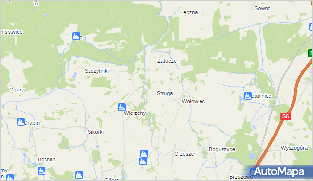 mapa Struga gmina Nowogard, Struga gmina Nowogard na mapie Targeo
