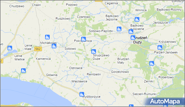 mapa Strupczewo Duże, Strupczewo Duże na mapie Targeo