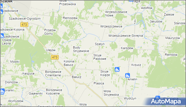 mapa Stryje Paskowe, Stryje Paskowe na mapie Targeo