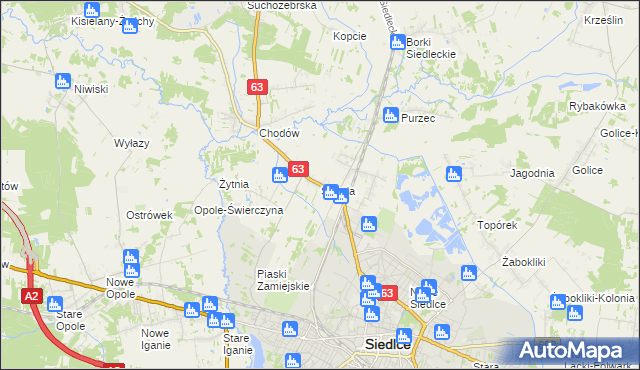 mapa Strzała gmina Siedlce, Strzała gmina Siedlce na mapie Targeo